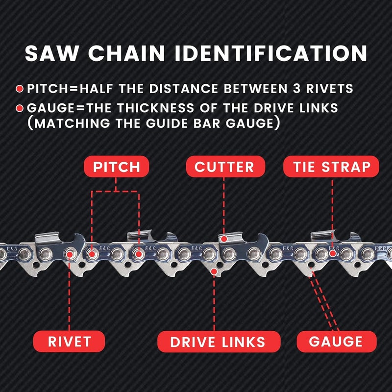 ES 3 Pack 20 Inch Chainsaw Chain .325" Pitch .063" Gauge 81 Drive Links Semi-Chisel Chain Saw Chains for Husqvarna, Poulan, Craftsman, Greenworks and More Chainsaw Brands - Image 5